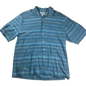 Montego Bay‎ Silk Short Sleeve Pearl Button Down Shirt Mens L Casual *Disc.